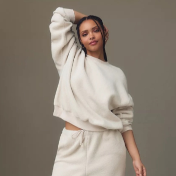 Good American Sherpa Fleece Crewneck Sweater - PECAN001 - Size 4 (XL) - Picture 4 of 14